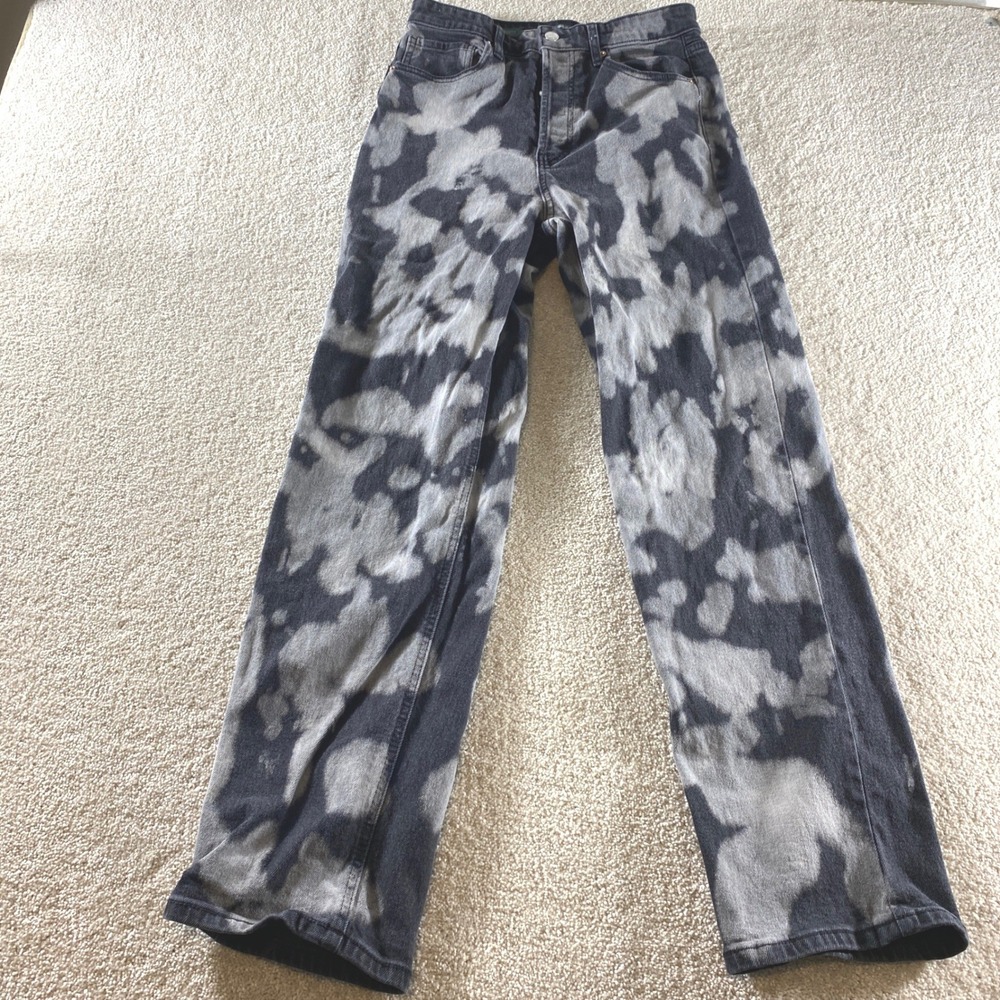 Wild Fable‎ Straight Jeans Womens 10 Black Grey Acid Wash Tie Dye High Rise